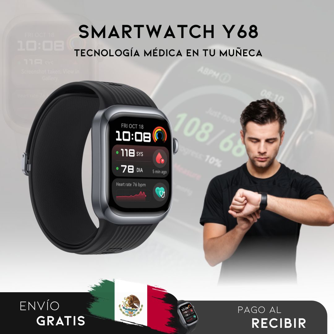 Smartwatch Y68 | Reloj Inteligente que Cuida de tu Salud