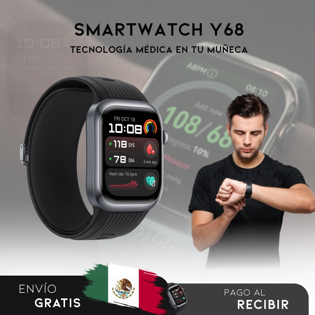 Smartwatch Y68 | Reloj Inteligente que Cuida de tu Salud